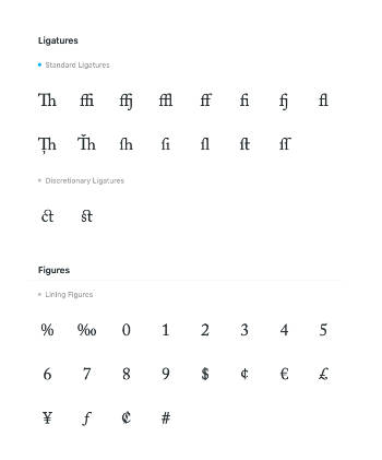 Preview font OpenType features