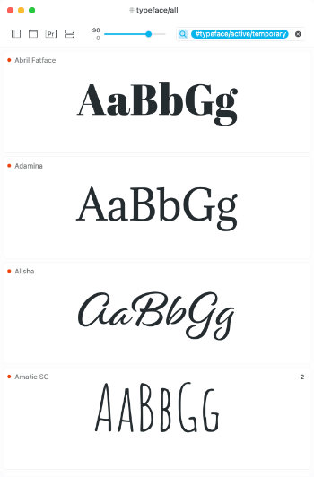 Temporary activated fonts
