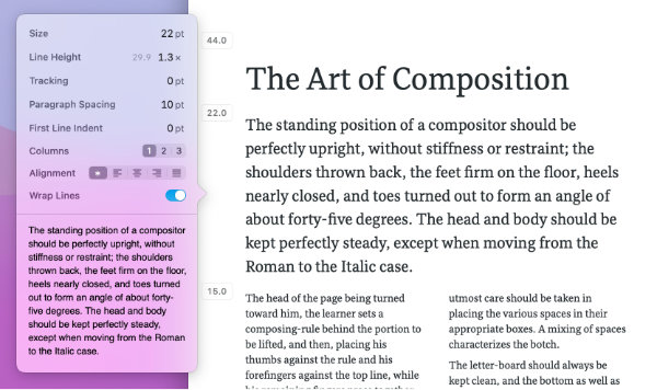 Edit text block content and appearance