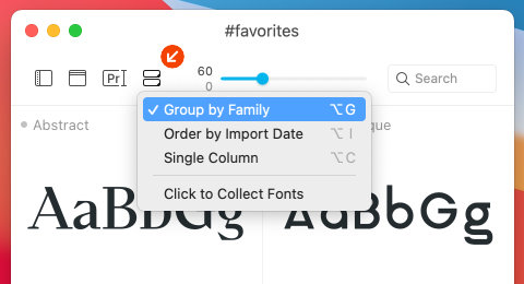Group fonts by family