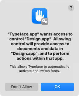 Allow Typeface to communicate with other apps