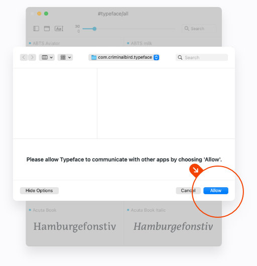 Allow Typeface to communicate with other apps
