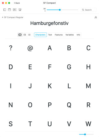 Typeface unicode characters