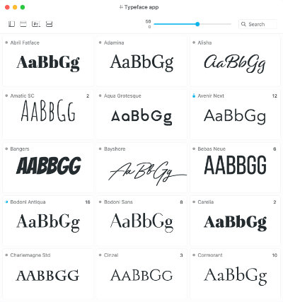 Alphabet Typefaces App Getting started - Typeface App