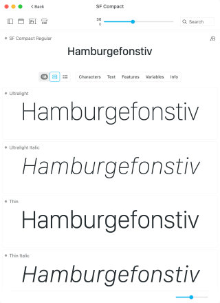 Typeface family styles