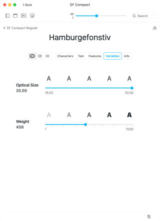 Typeface variable fonts