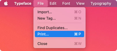 Print fonts to PDF