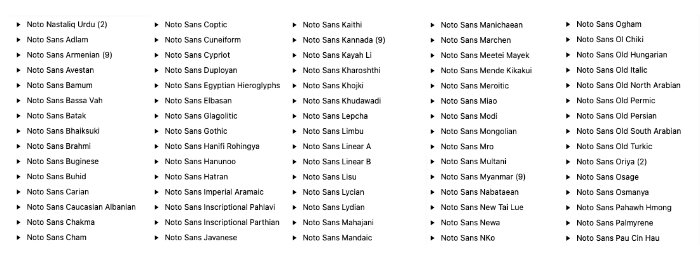 macOS Noto Fonts