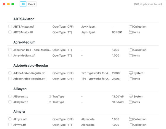 Remove font duplicates